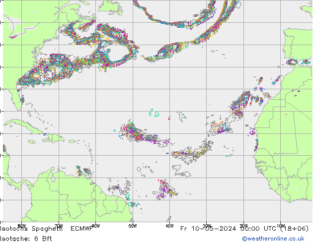 Isotachs Spaghetti ECMWF ven 10.05.2024 00 UTC