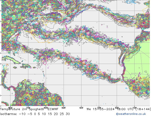 Temperature 2m Spaghetti ECMWF St 15.05.2024 18 UTC