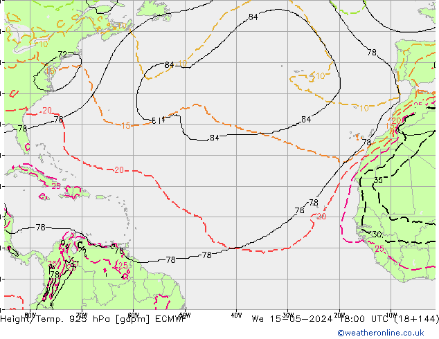 Géop./Temp. 925 hPa ECMWF mer 15.05.2024 18 UTC