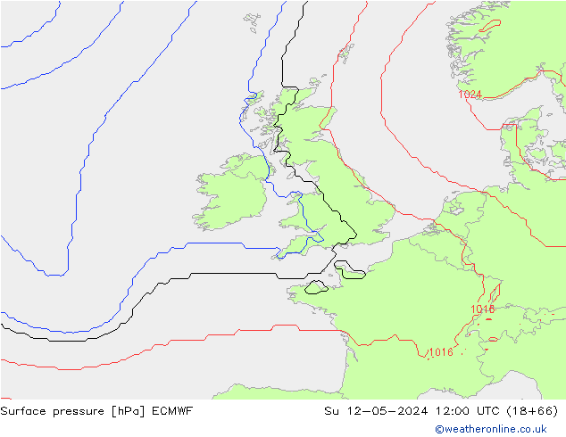 Luchtdruk (Grond) ECMWF zo 12.05.2024 12 UTC