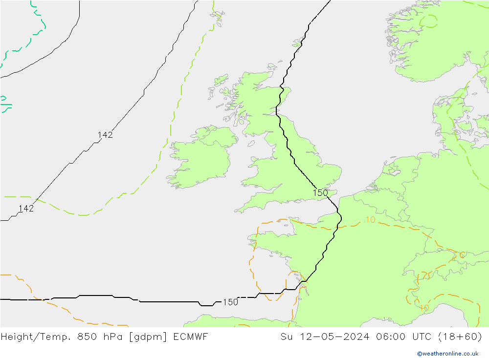 Height/Temp. 850 hPa ECMWF Su 12.05.2024 06 UTC