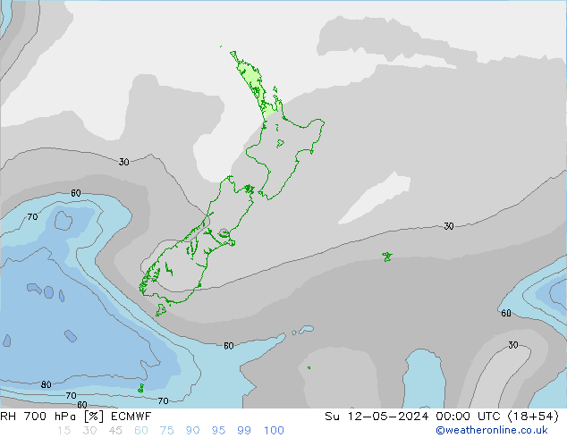 RH 700 hPa ECMWF Su 12.05.2024 00 UTC
