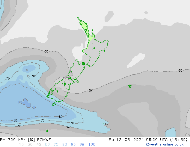 RH 700 hPa ECMWF Su 12.05.2024 06 UTC