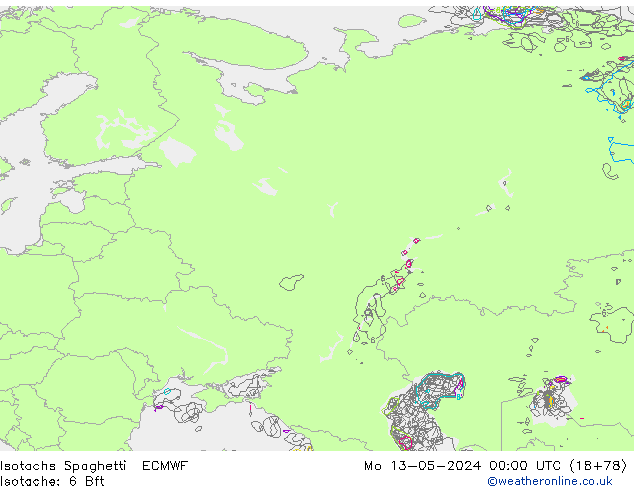 Isotachs Spaghetti ECMWF  13.05.2024 00 UTC