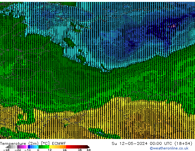 Temperatura (2m) ECMWF dom 12.05.2024 00 UTC