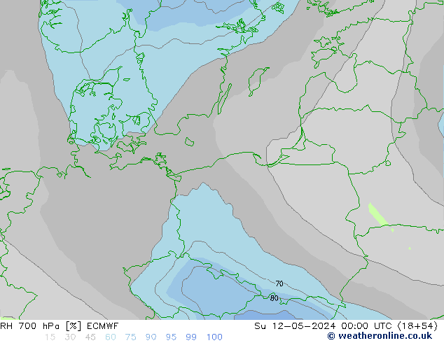 RH 700 hPa ECMWF Ne 12.05.2024 00 UTC