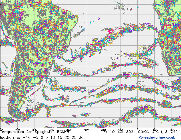 Temperatuurkaart Spaghetti ECMWF vr 10.05.2024 00 UTC
