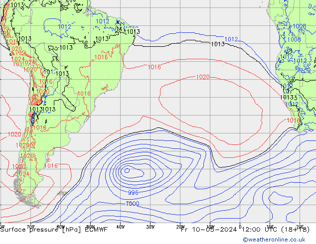 Surface pressure ECMWF Fr 10.05.2024 12 UTC