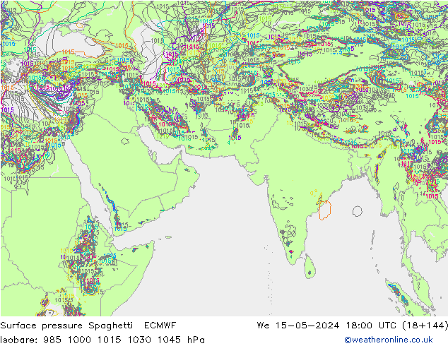 Pressione al suolo Spaghetti ECMWF mer 15.05.2024 18 UTC