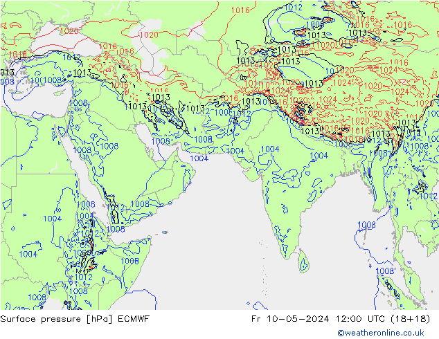 Yer basıncı ECMWF Cu 10.05.2024 12 UTC