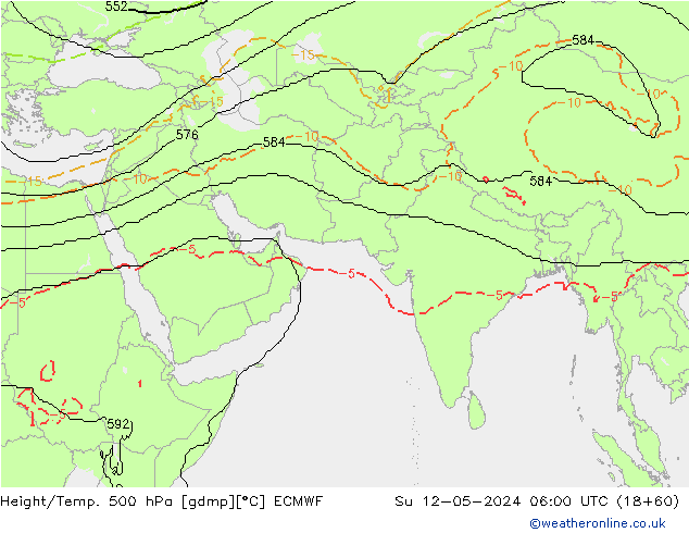 Yükseklik/Sıc. 500 hPa ECMWF Paz 12.05.2024 06 UTC