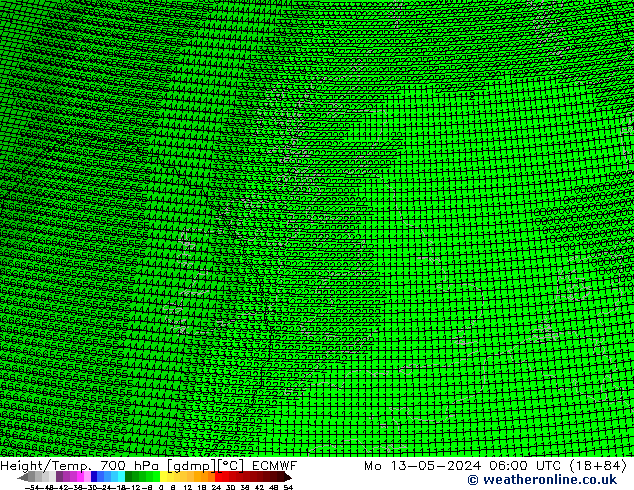 Hoogte/Temp. 700 hPa ECMWF ma 13.05.2024 06 UTC
