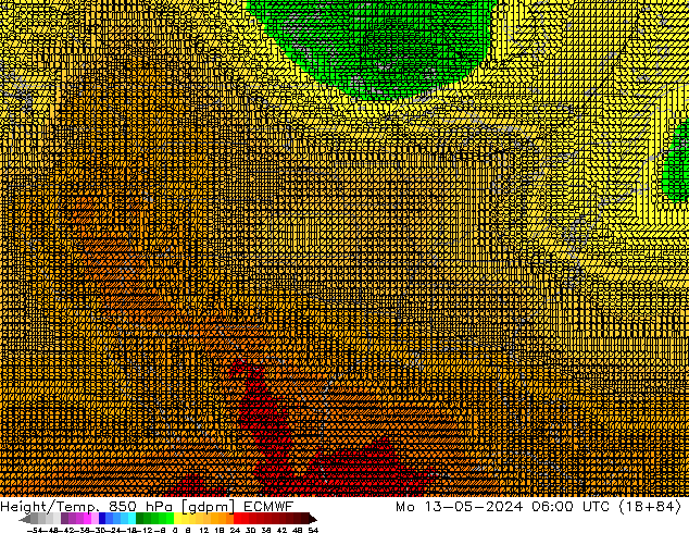 Height/Temp. 850 hPa ECMWF Mo 13.05.2024 06 UTC