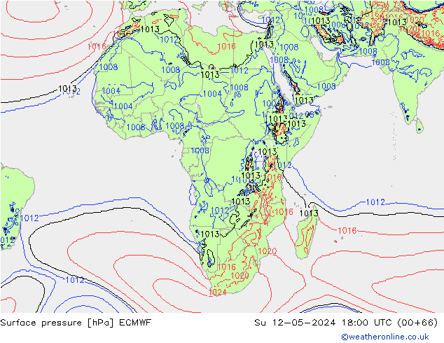 Surface pressure ECMWF Su 12.05.2024 18 UTC