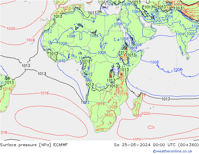 Pressione al suolo ECMWF sab 25.05.2024 00 UTC