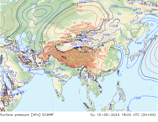 Surface pressure ECMWF Su 12.05.2024 18 UTC