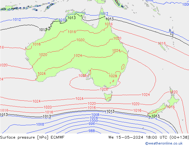 ciśnienie ECMWF śro. 15.05.2024 18 UTC