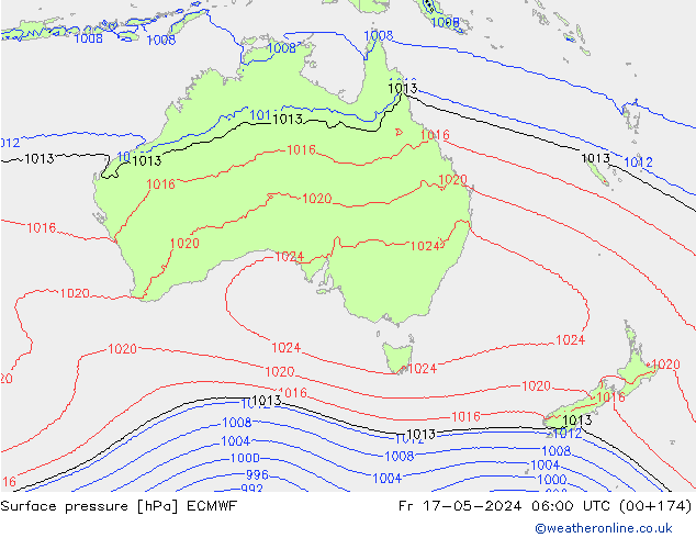 Atmosférický tlak ECMWF Pá 17.05.2024 06 UTC