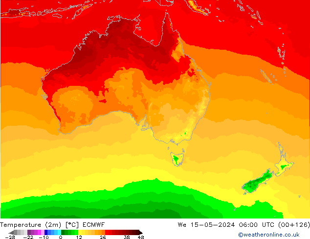 Temperature (2m) ECMWF We 15.05.2024 06 UTC