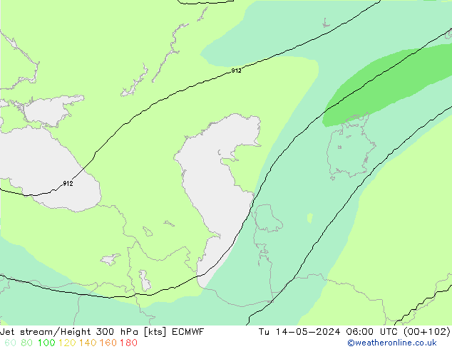 Straalstroom ECMWF di 14.05.2024 06 UTC