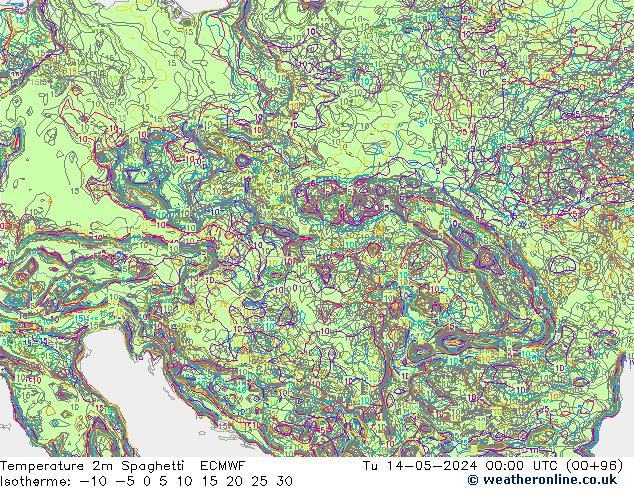 Sıcaklık Haritası 2m Spaghetti ECMWF Sa 14.05.2024 00 UTC