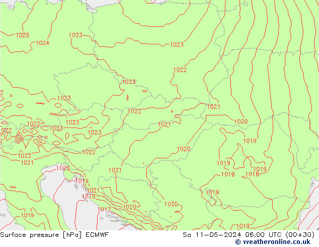 приземное давление ECMWF сб 11.05.2024 06 UTC