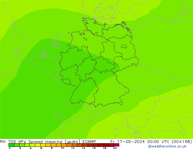 RH 700 hPa Spread ECMWF pt. 17.05.2024 00 UTC