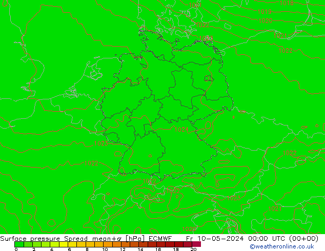 Bodendruck Spread ECMWF Fr 10.05.2024 00 UTC