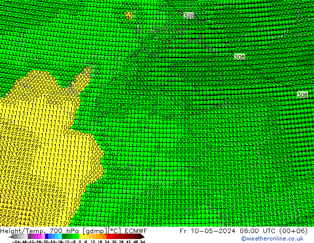 Height/Temp. 700 hPa ECMWF Fr 10.05.2024 06 UTC