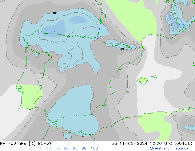 RV 700 hPa ECMWF za 11.05.2024 12 UTC