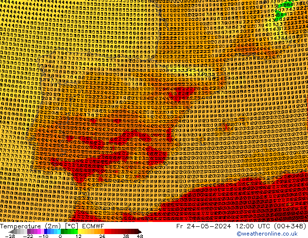 Temperatura (2m) ECMWF Sex 24.05.2024 12 UTC