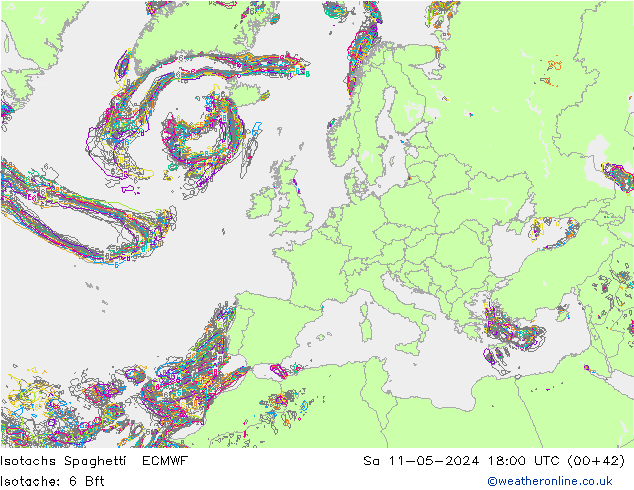 Isotachs Spaghetti ECMWF Sáb 11.05.2024 18 UTC
