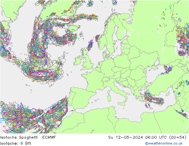 Isotachen Spaghetti ECMWF So 12.05.2024 06 UTC