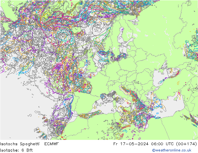 Isotaca Spaghetti ECMWF vie 17.05.2024 06 UTC