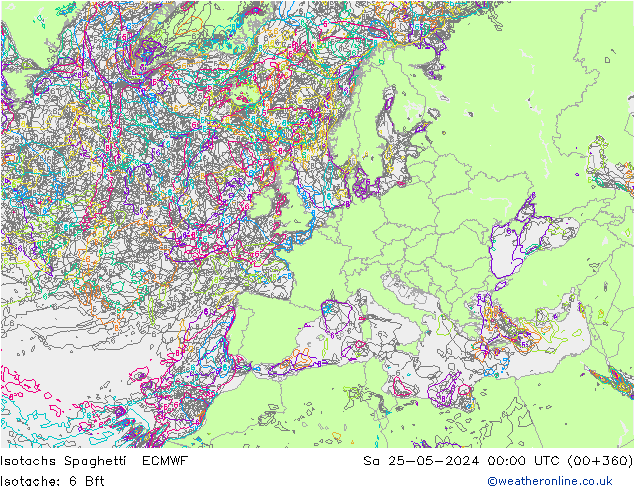 Isotachen Spaghetti ECMWF Sa 25.05.2024 00 UTC