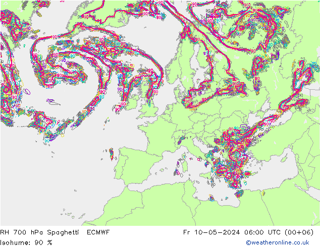 700 hPa Nispi Nem Spaghetti ECMWF Cu 10.05.2024 06 UTC