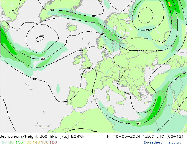 Jet Akımları ECMWF Cu 10.05.2024 12 UTC