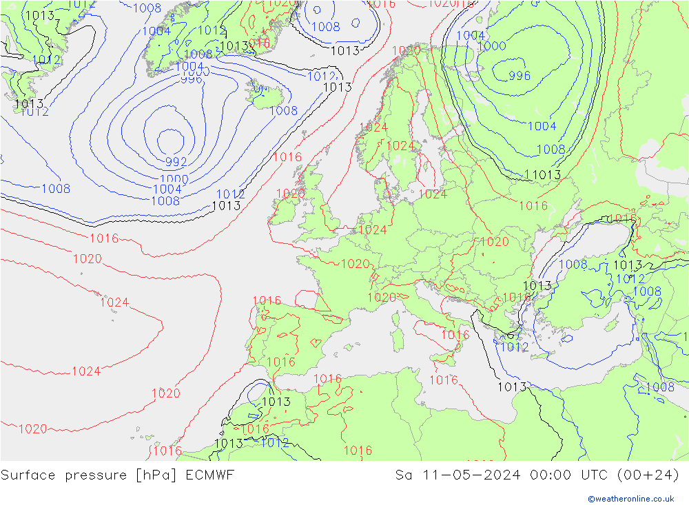 Bodendruck ECMWF Sa 11.05.2024 00 UTC