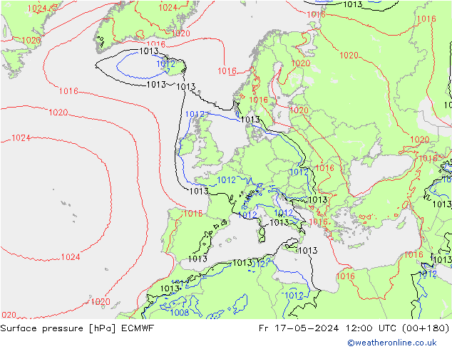 Bodendruck ECMWF Fr 17.05.2024 12 UTC