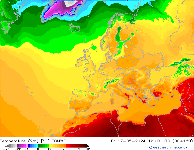 Temperaturkarte (2m) ECMWF Fr 17.05.2024 12 UTC