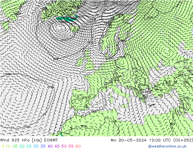 ветер 925 гПа ECMWF пн 20.05.2024 12 UTC