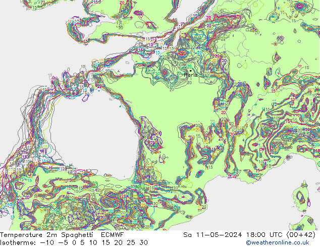 Temperatuurkaart Spaghetti ECMWF za 11.05.2024 18 UTC