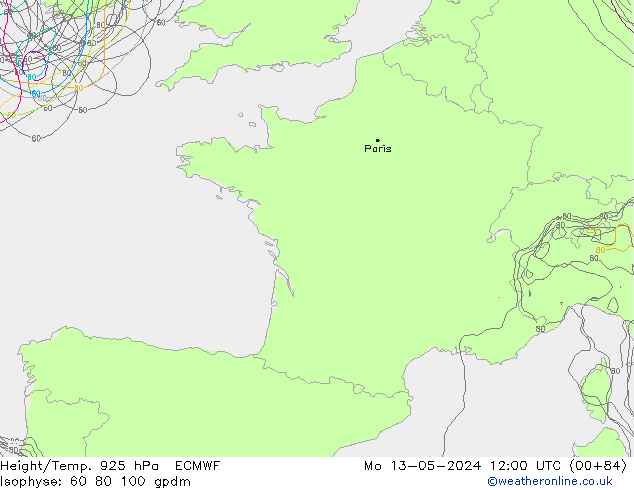 Height/Temp. 925 гПа ECMWF пн 13.05.2024 12 UTC