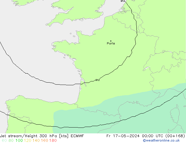 Corriente en chorro ECMWF vie 17.05.2024 00 UTC