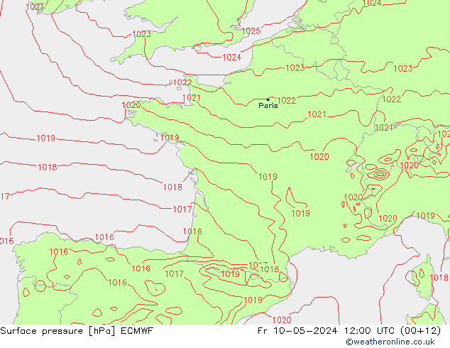 Surface pressure ECMWF Fr 10.05.2024 12 UTC