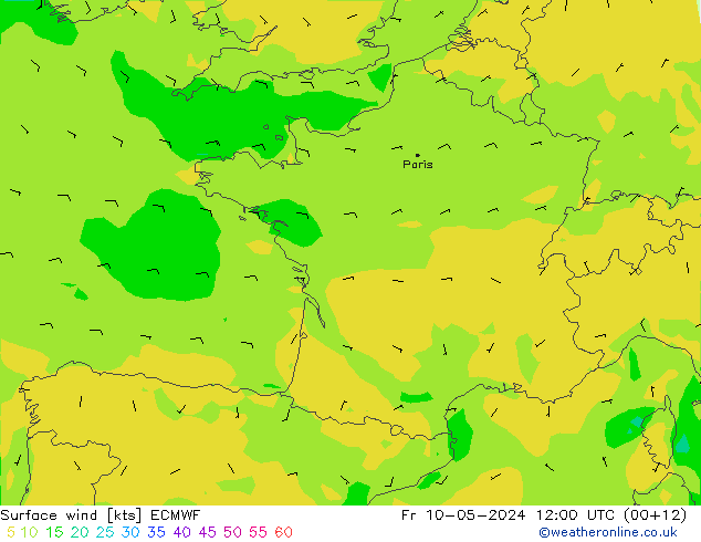 Bodenwind ECMWF Fr 10.05.2024 12 UTC