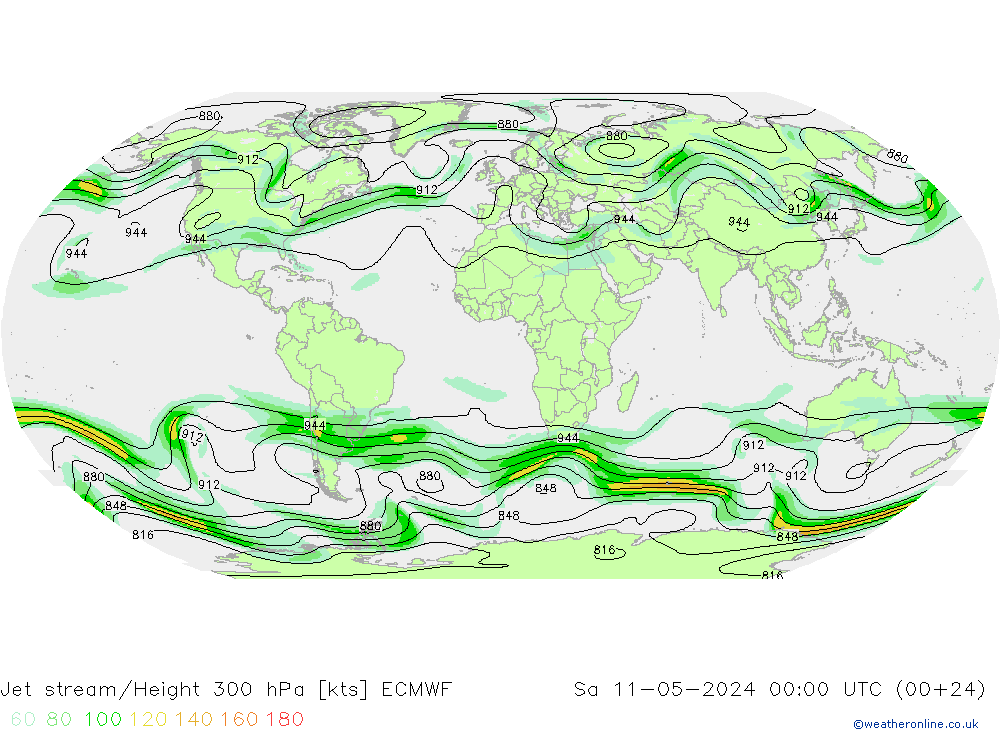 Corriente en chorro ECMWF sáb 11.05.2024 00 UTC