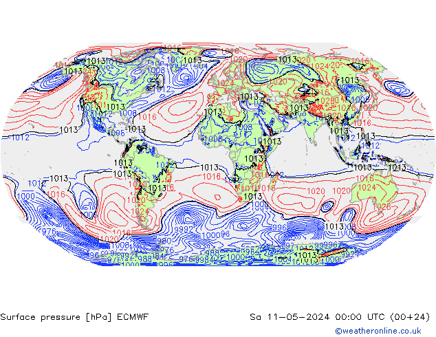 Atmosférický tlak ECMWF So 11.05.2024 00 UTC