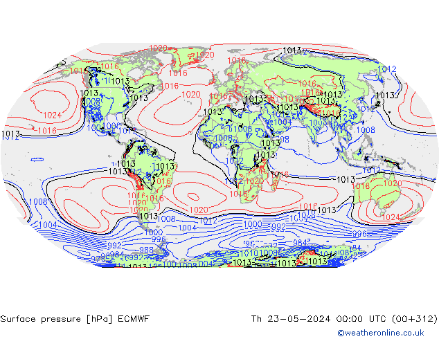 ciśnienie ECMWF czw. 23.05.2024 00 UTC