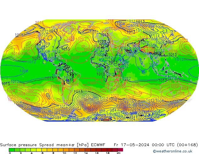 Yer basıncı Spread ECMWF Cu 17.05.2024 00 UTC